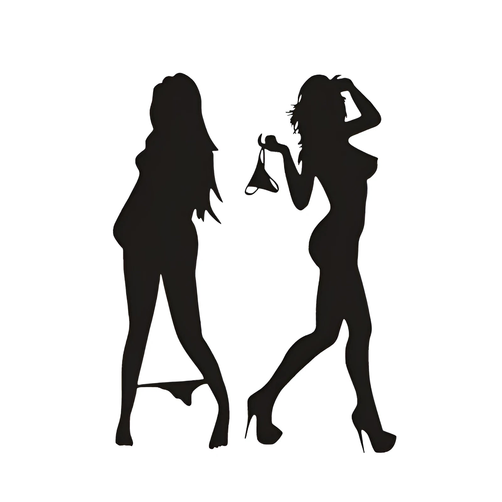 Bikini car sticker in black, PET reflective material, 19 cm length, on a car door