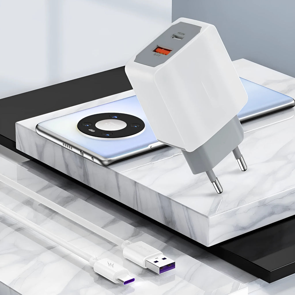 White European standard phone charger set with USB interface and fireproof ABS PC material
