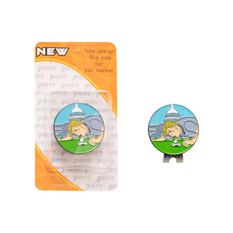 Zinc alloy golf hat clip with engraved Dragon Year pattern for sports accessories