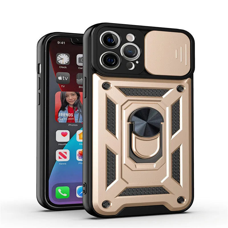 Sergeant sliding window mobile phone case with magnetic bracket in multiple colour options