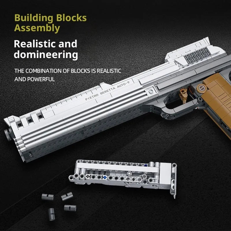 Assembled plastic building blocks toy gun model in style 58024 with small particle pieces