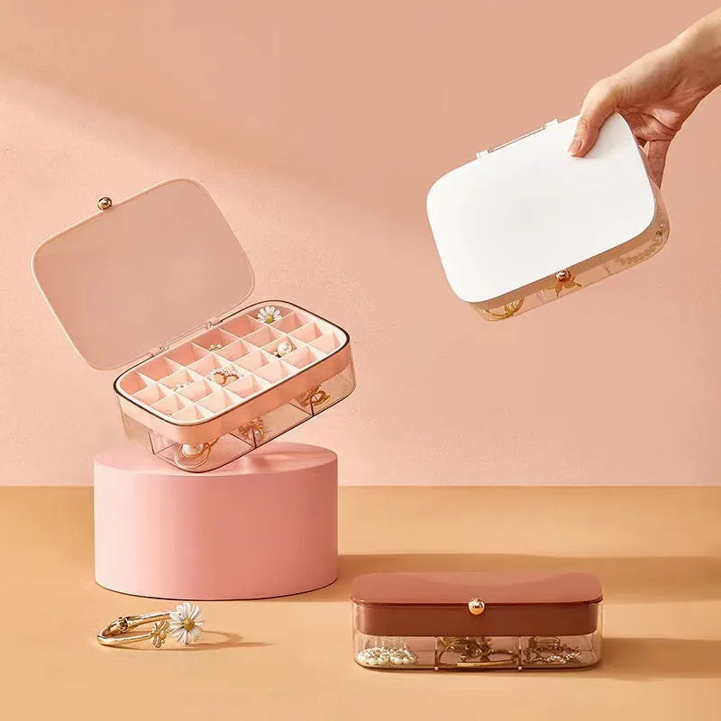 Green multi-layer jewellery storage box with modern minimalist design
