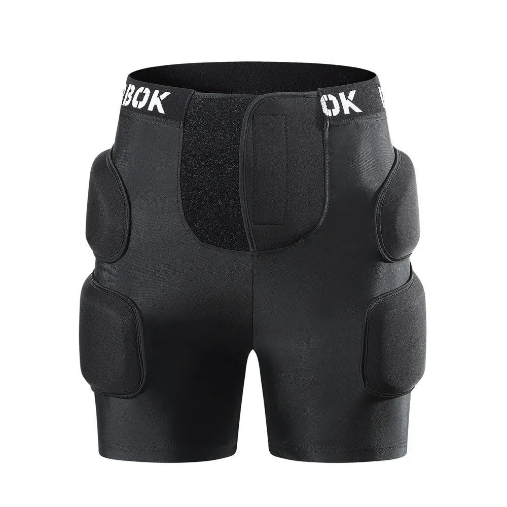 Black adult hip protection pad with NBR foam panels for roller skating and skateboarding
