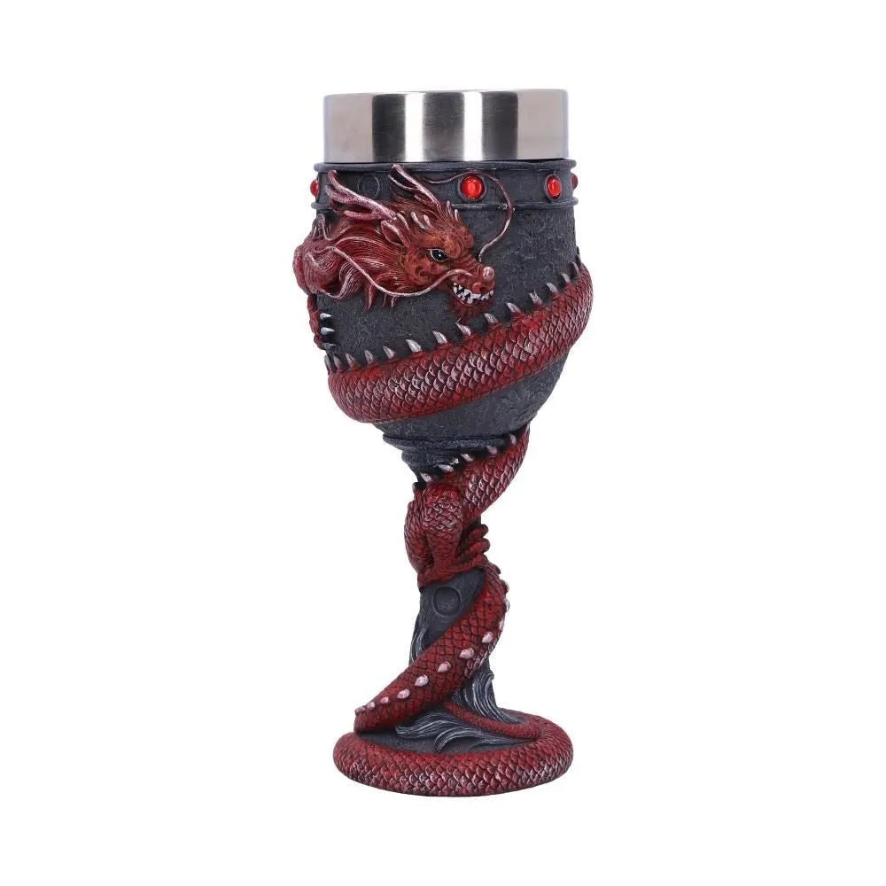 Red wine glass with Chinese dragon 3D engraving on stainless steel