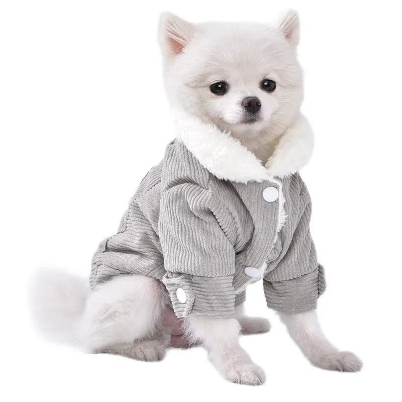 Lambswool grey dog vest with fleece lining for autumn and winter pet warmth