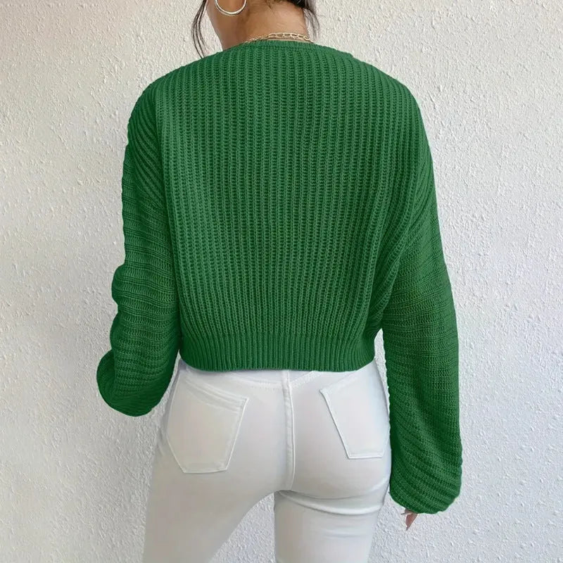 Women's solid colour polyester pullover top with long sleeves in loose casual fit