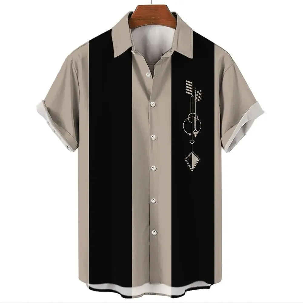 Men's stripe pattern Hawaiian shirt with short sleeves and button front in various colours.
