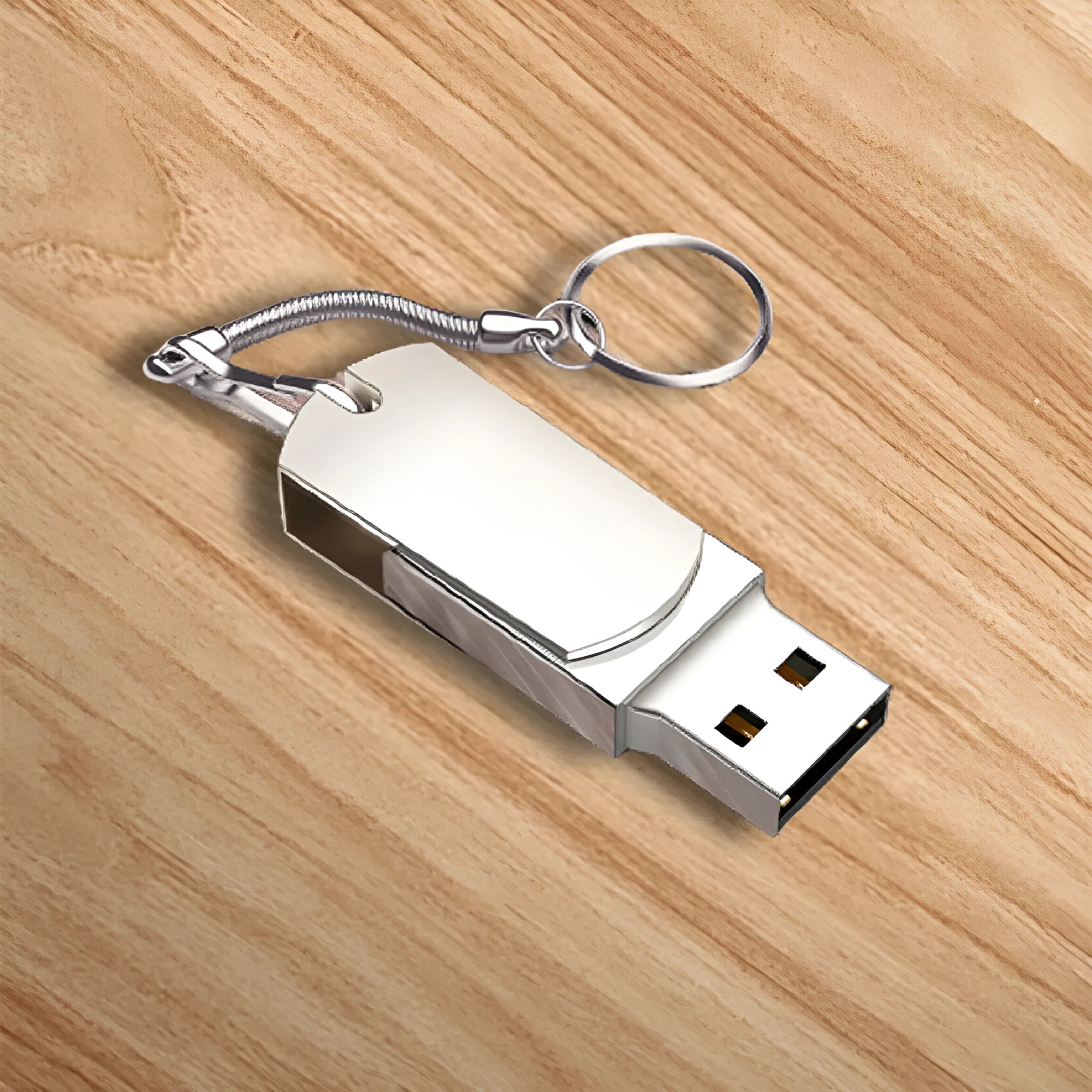 White metal rotation USB flash drive with small fat design showing extended connector