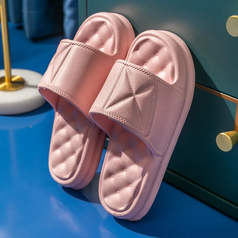 Non-slip bathroom slippers in five colours with thick EVA soles for wet floor safety