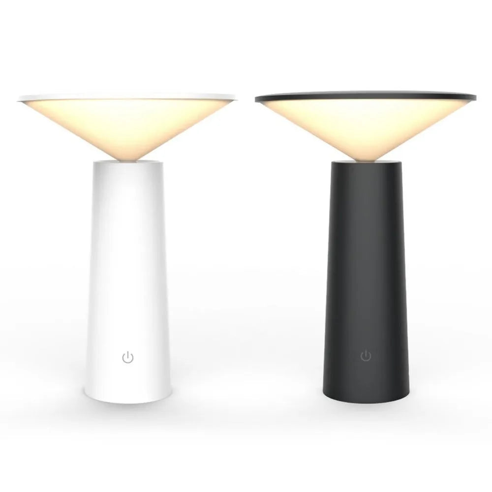 Black and white USB LED table lamp with touch sensor and flip head showing 36 LED light source
