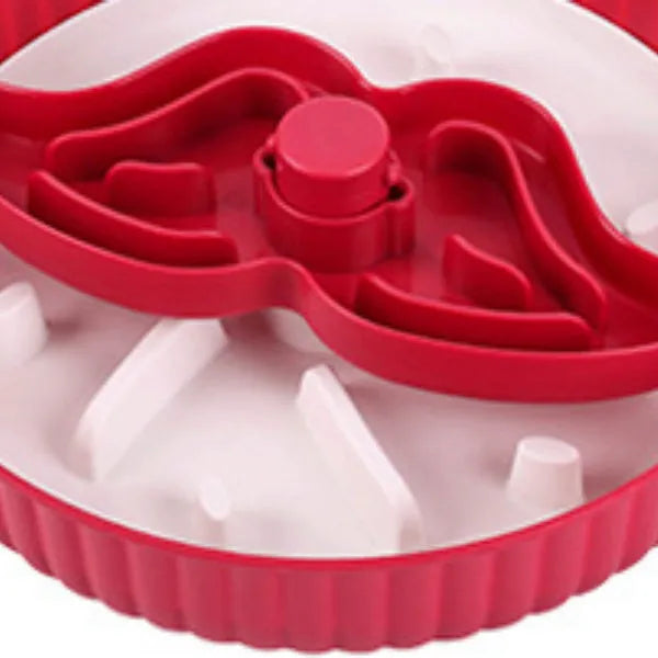 Pet food basin with rotating game board and silicone pad in multiple colour options