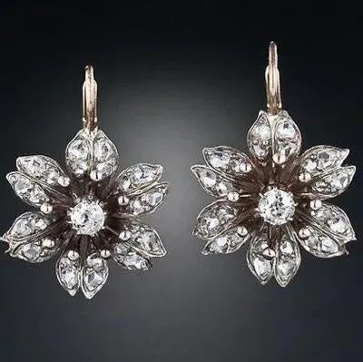 Retro fashion creative female earrings with silver electroplated finish on alloy material