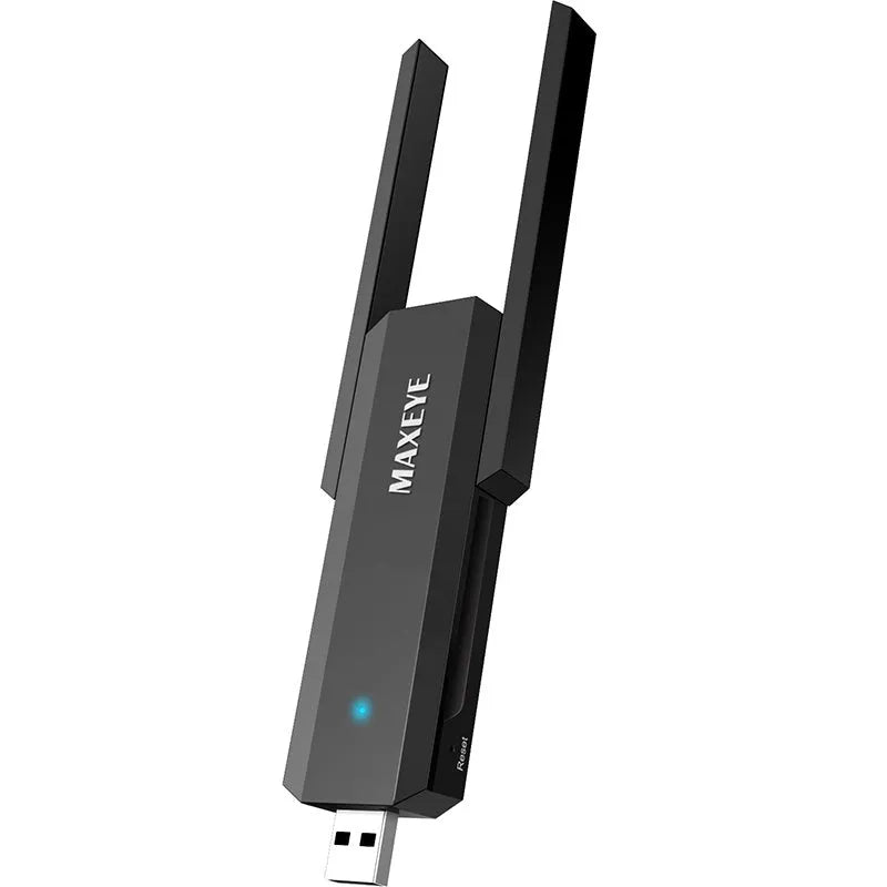 Black 300M WiFi signal amplifier with MTK chip and hidden heat sinks, 116mm by 45mm by 14mm PC casing