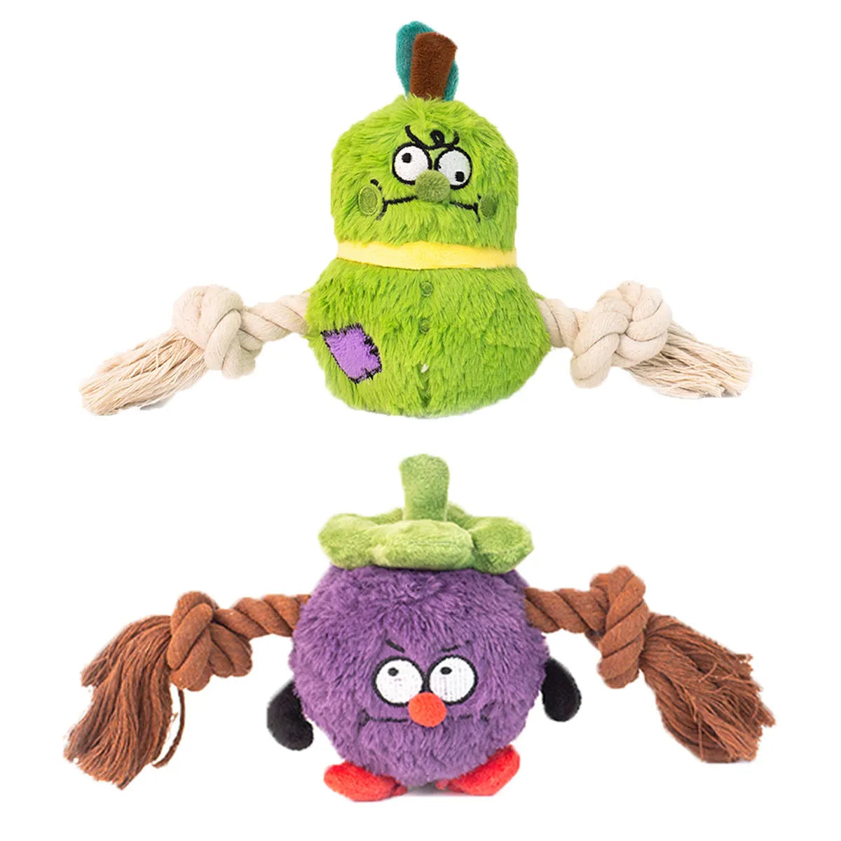 Interactive plush rope knot dog toy for tug of war games with bite-resistant design