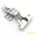 Nickel-plated cold rolled steel hydraulic hinge for cabinet doors with damping mechanism.