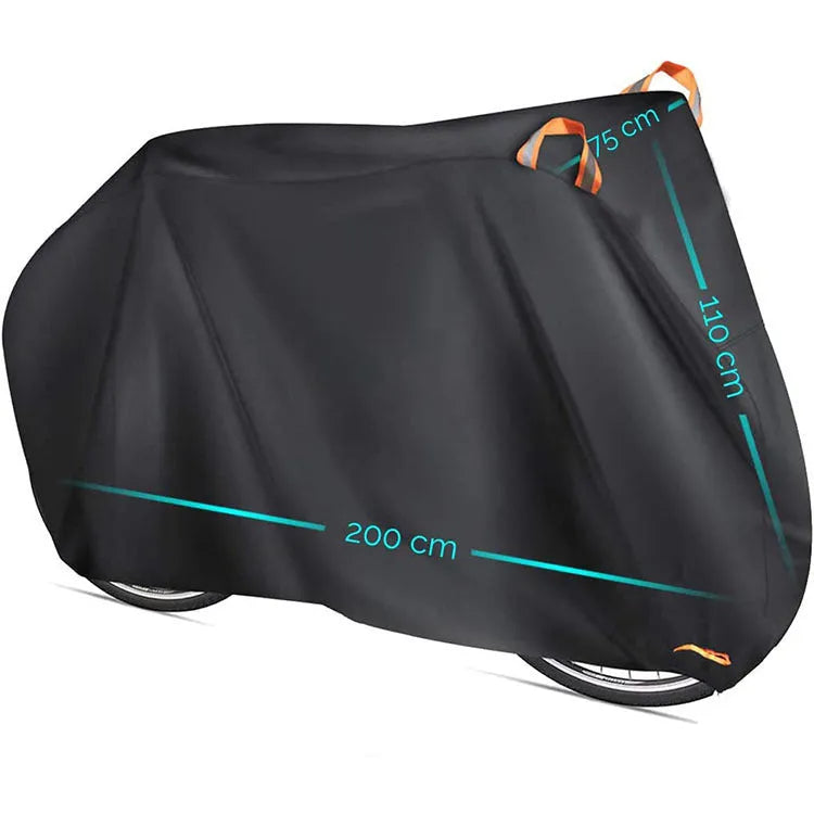 Black bicycle rain cover made from oxford cloth with reflective stripes for dustproof and rain protection outdoors