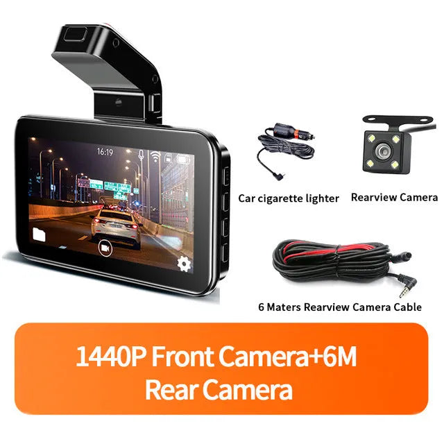 3-inch HD car DVR with dual lens system for front and rear video recording