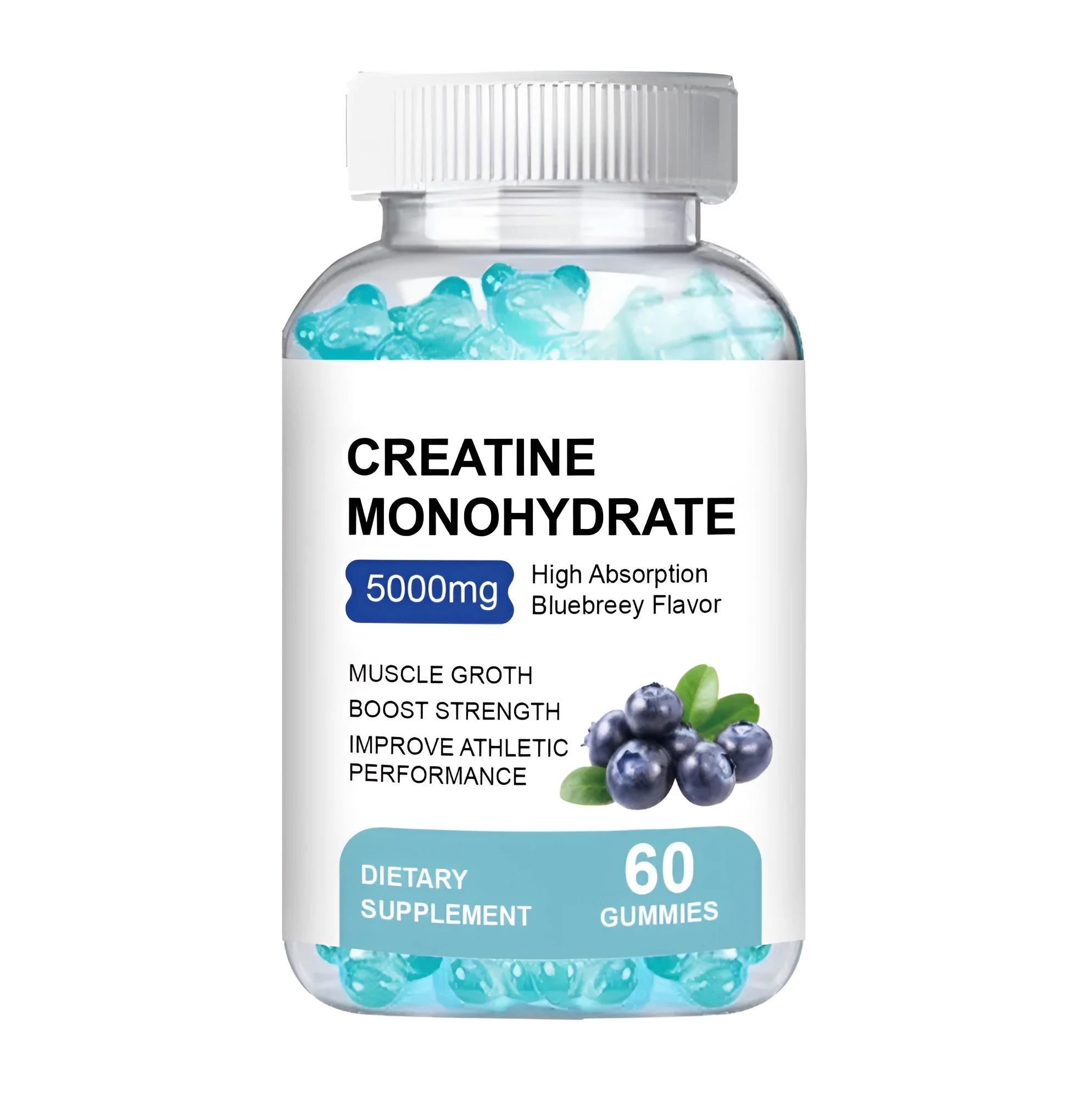 Jar of 60 creatine monohydrate gummies dietary supplement soft candies