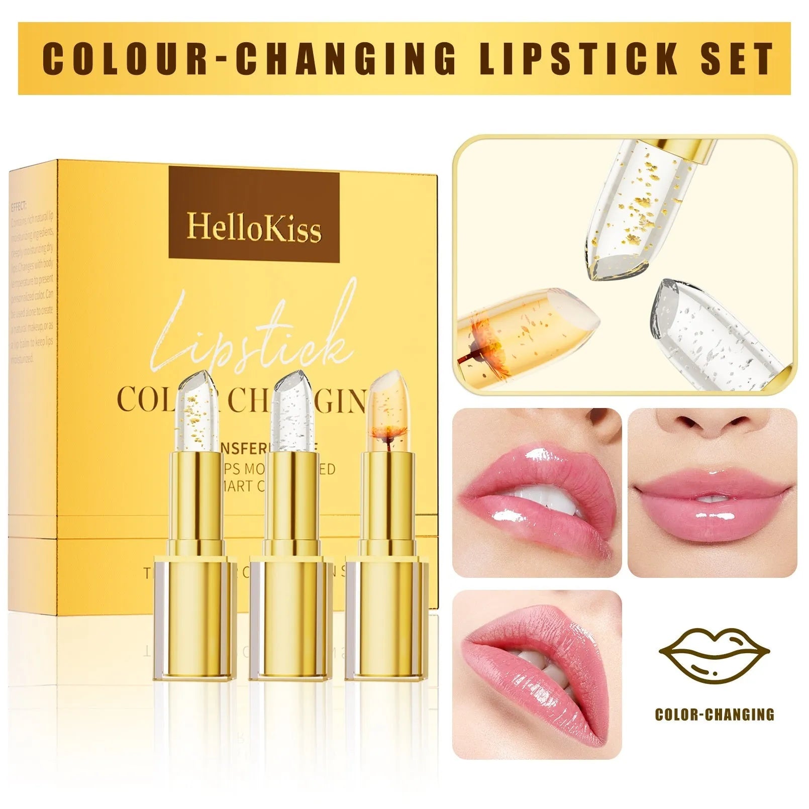 Warm colour-changing anti-smudge gilding lipstick with 3.5g content