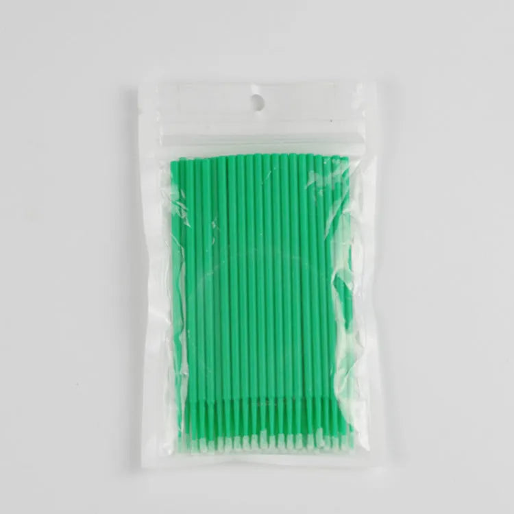 Disposable micro applicator brushes with colourful handles and bendable cotton swabs for makeup and eyelash extensions