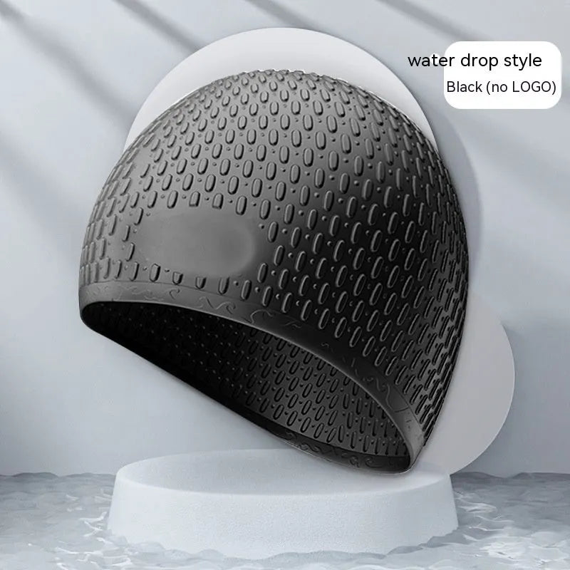 Solid colour silicone swimming cap for adults in one of nine available colours.