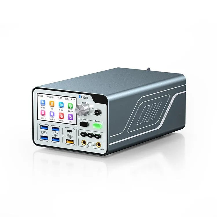 320W intelligent regulated power supply meter with 3-inch display on a workbench.