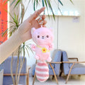 Little Squirrels plush pendant toy bag charm keychain 19cm beige lanyard with gold metal buckle