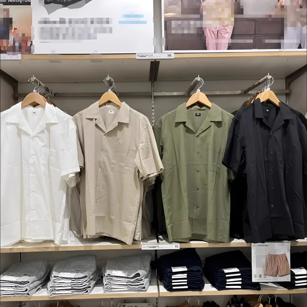 Man wearing a beige modal cotton open collar cardigan-style casual shirt.