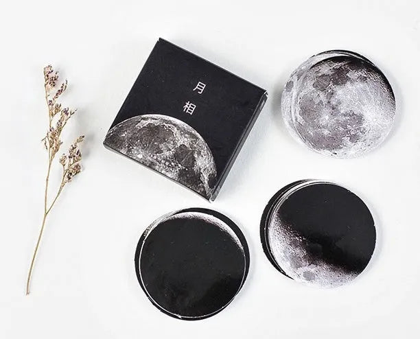 Moon sticker set 45 pieces paper 40mm round lunar theme