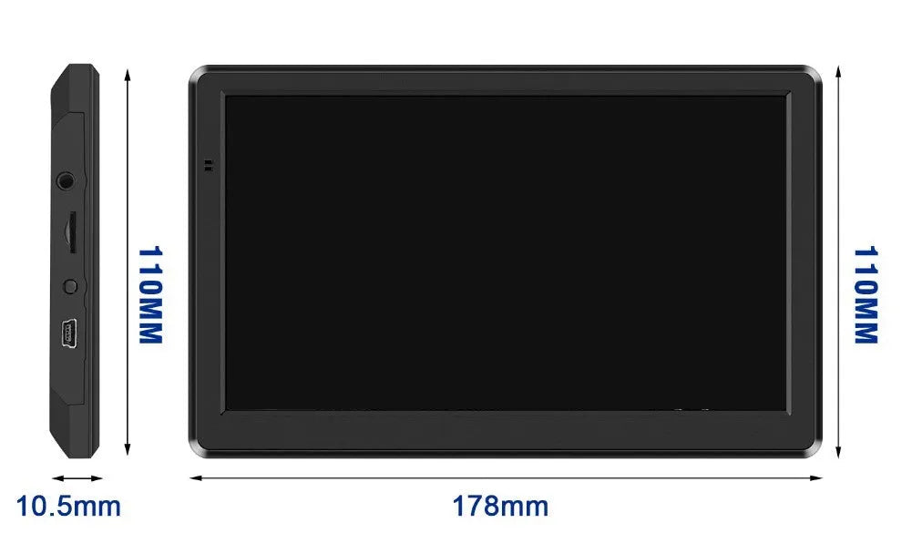 Portable 7 inch car GPS navigation device with touch screen on dashboard bracket