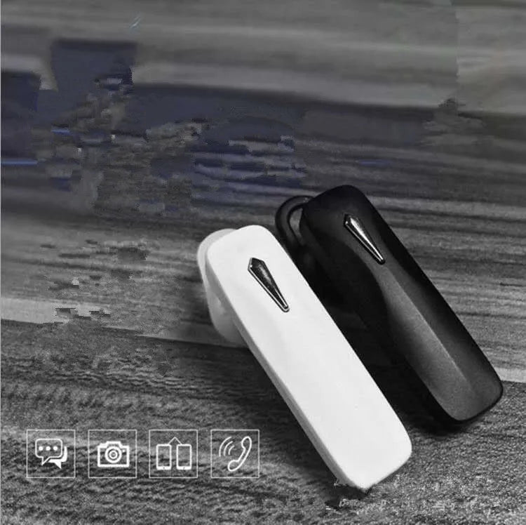 M163 car Bluetooth headset in black and white colour options showing control buttons