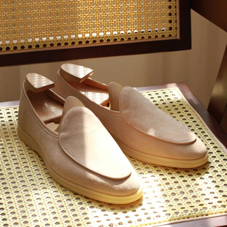 Men's handmade loafers in genuine cowhide leather available in black white brown dark brown beige