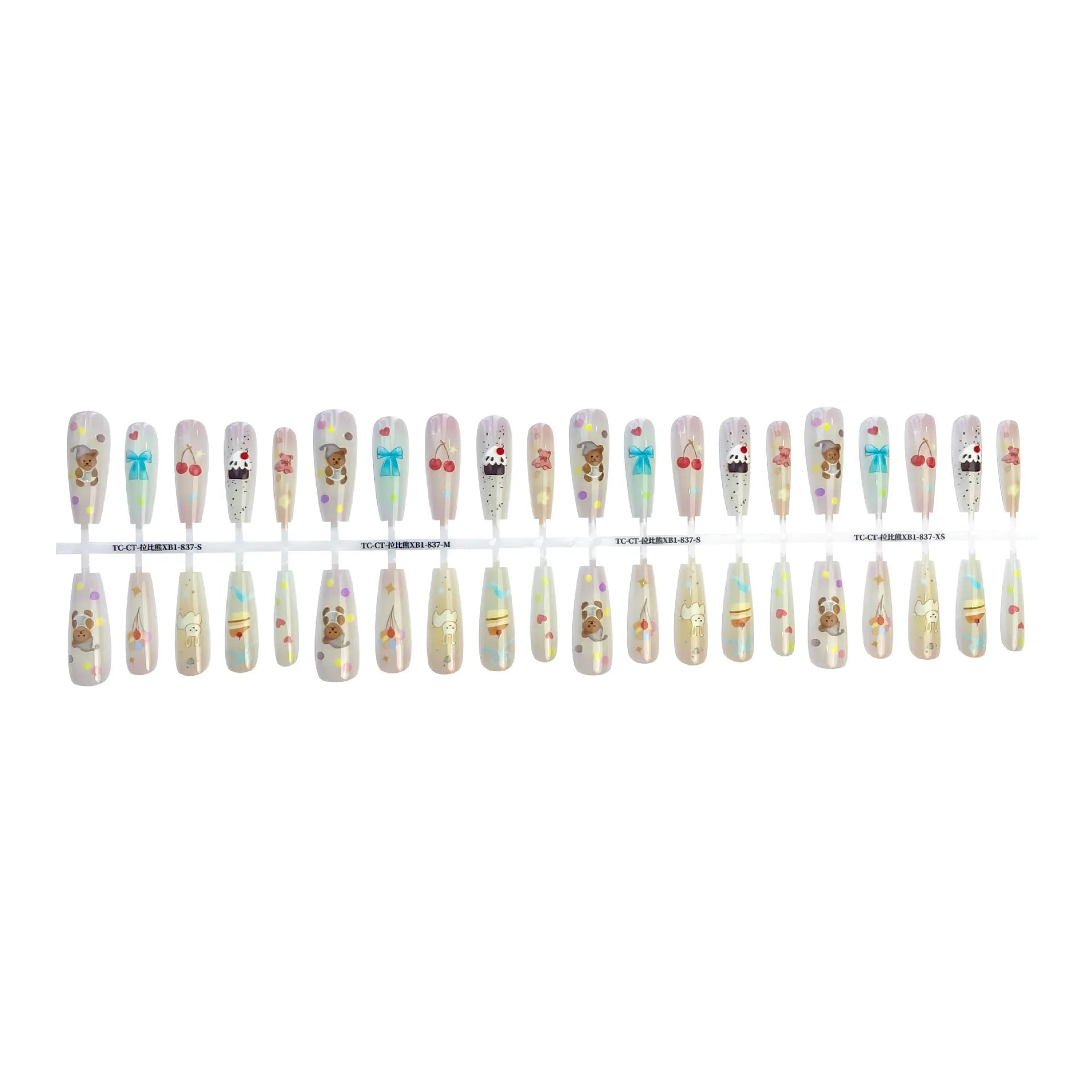 Cute little bear cartoon glossy seal nail sticker set 40 pieces Labi bear XB1-837 long ladder design