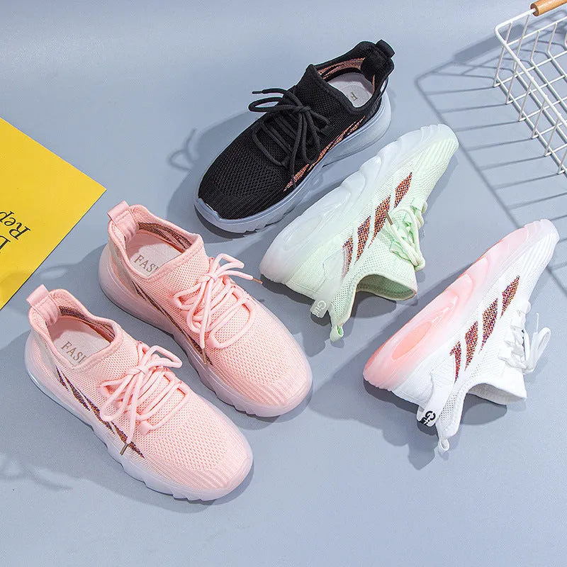 Women's cowhide leather sports casual shoes with high-cut opening and flat heel in four colour options.
