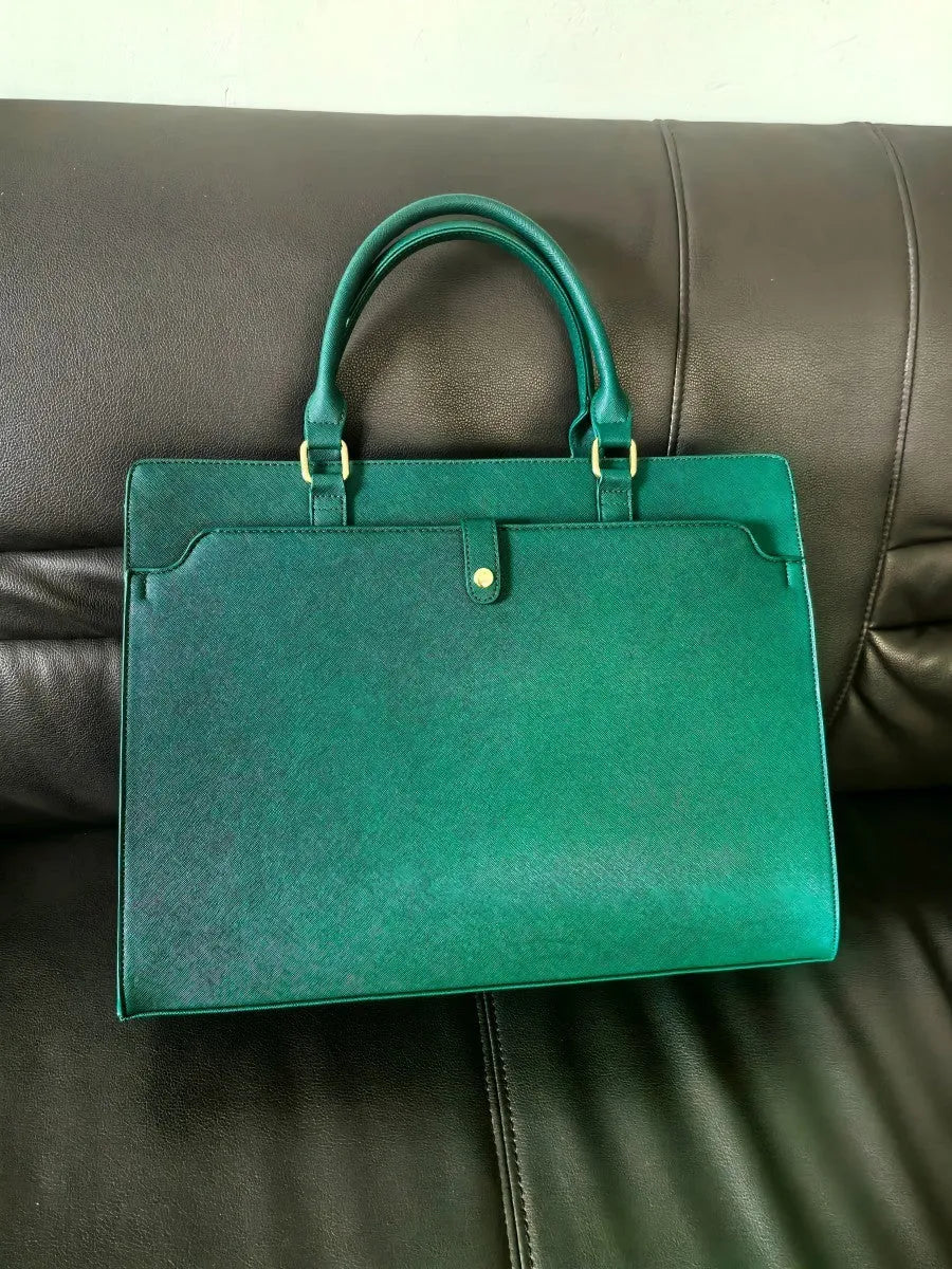 Women's large capacity crossbody bag in PU, 42x15x32cm, available in black, brown, blue, green for travel and business.