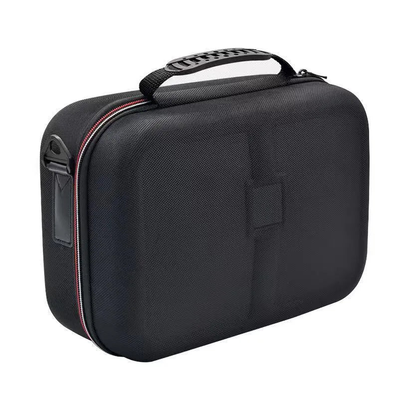Black rigid EVA game console accessory storage box organiser bag with printed finish.