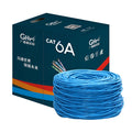 Blue and grey Cat6 UTP network cable with oxygen-free copper conductors in 305-metre bulk packaging