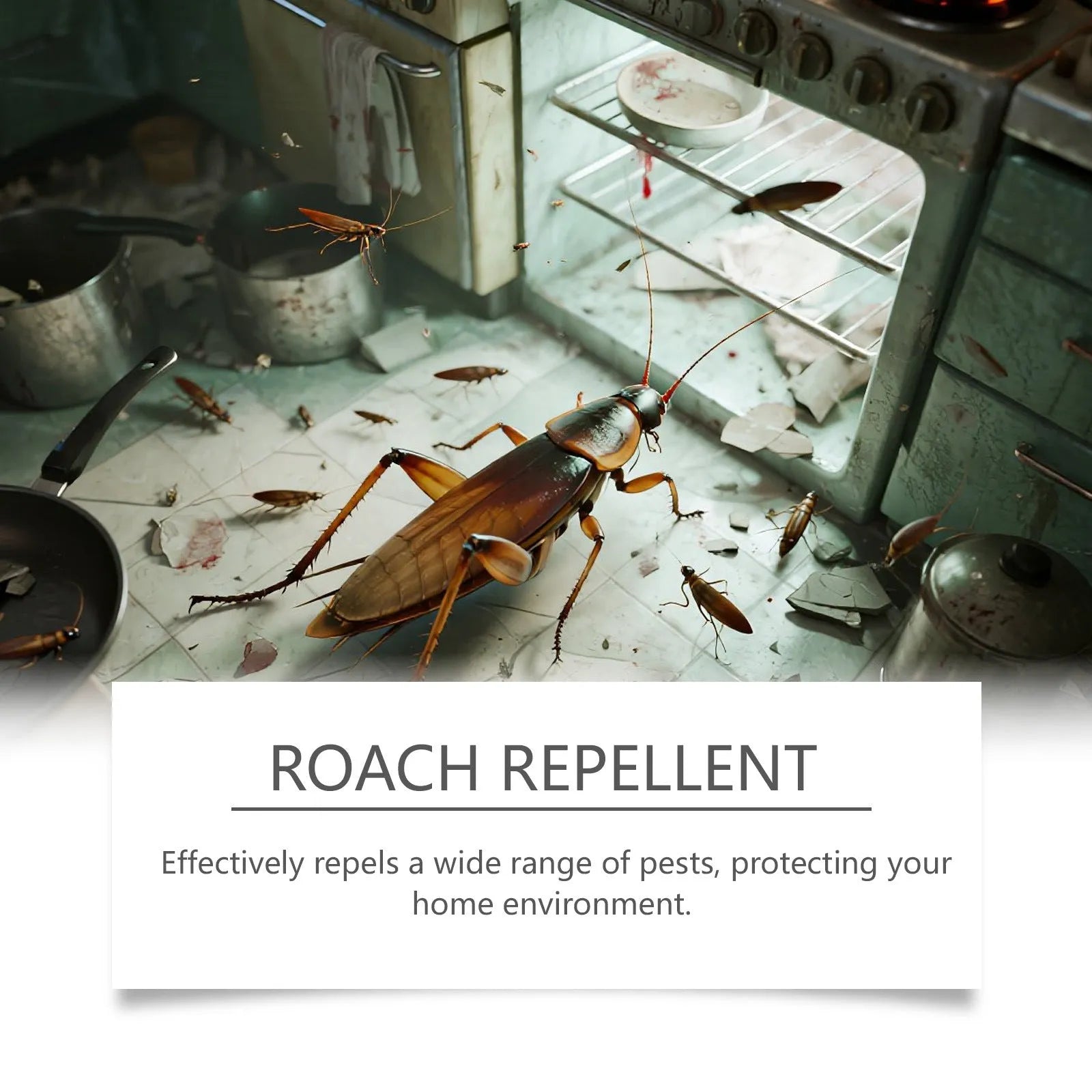 Cockroach killer bait sticker and glue trap kit with 8 units of each for indoor kitchen use