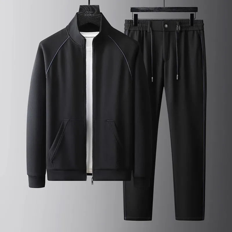 Stand collar casual sports suit in slim fit with coat and trousers in Vinylon fabric