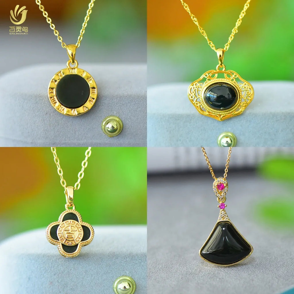 Natural Hetian Jade pendant with copper inlay work in modern minimalist style
