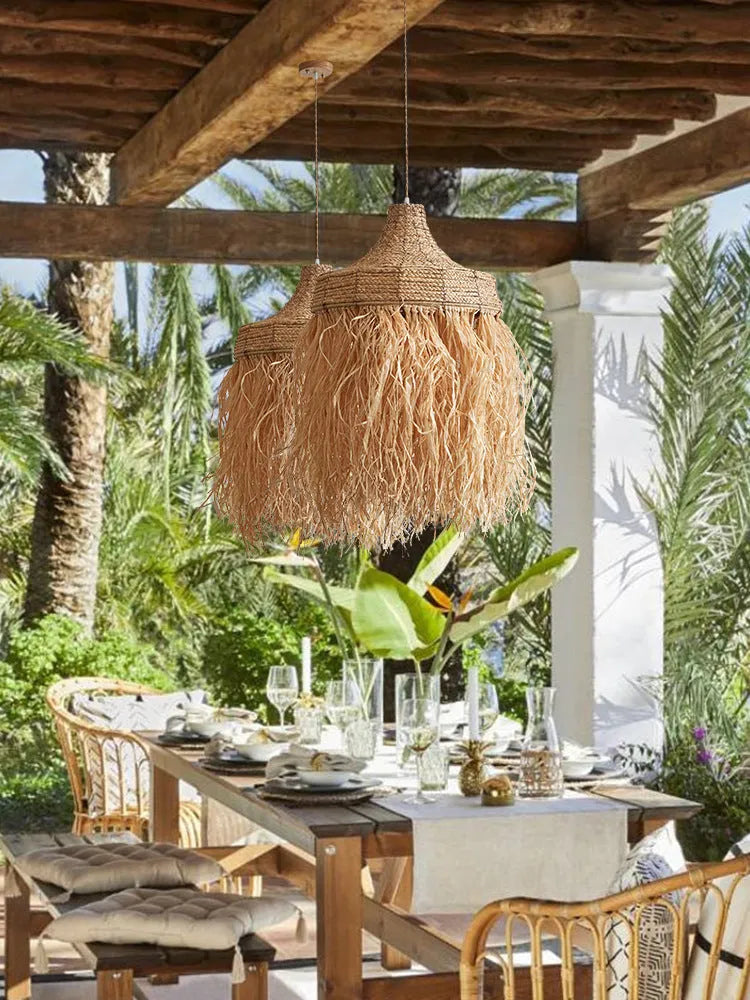 50cm diameter restaurant chandelier with woven wild vetch and willow Southeast Asian retro design