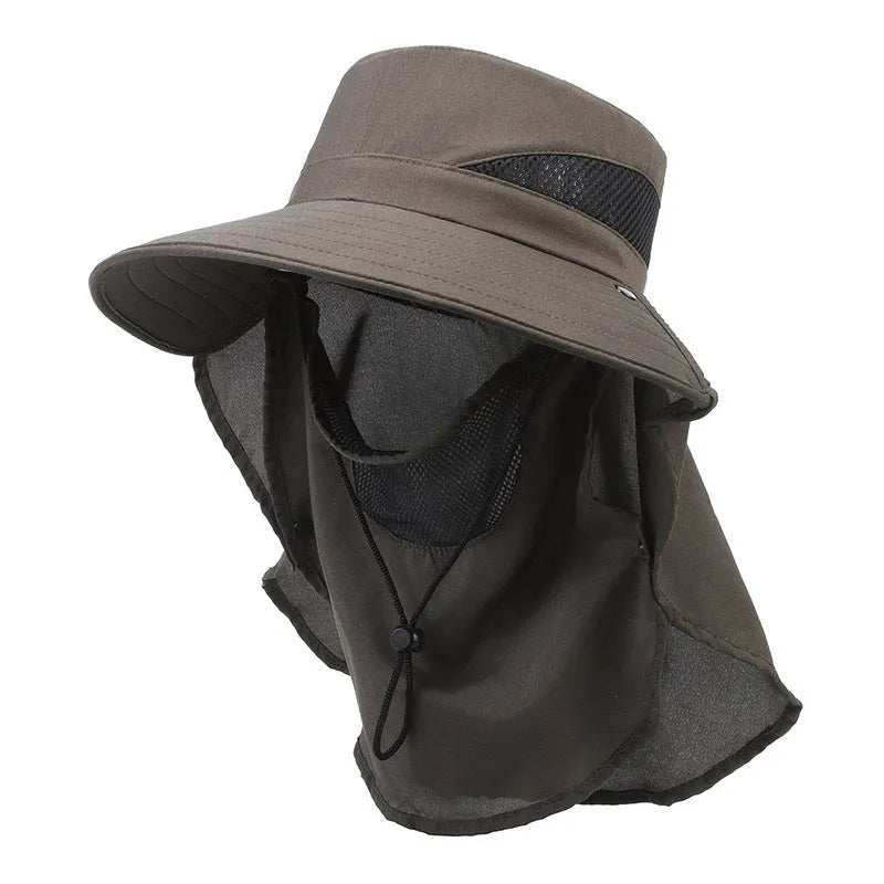 Men's adjustable big brim fisherman hat in polyester for sun protection.