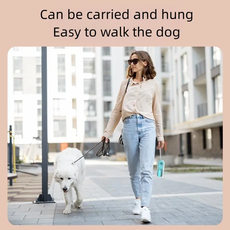 Blue, grey, or pink portable collapsible pet water bottle with integrated drinking bowl for dogs and cats.