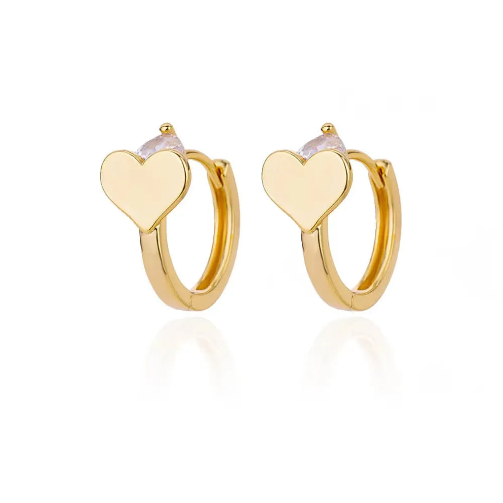 Women's stainless steel heart-shaped ear studs with titanium steel construction in E3127G-5 colour