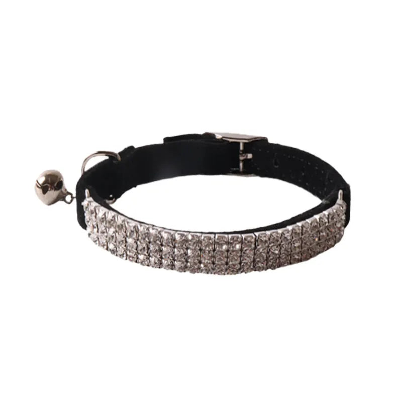 Flocked nylon cat collar with elastic buckle in assorted colours