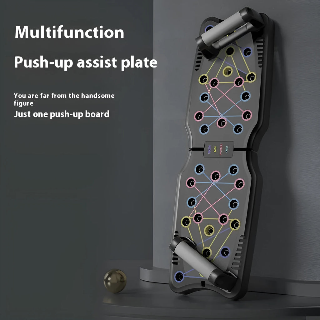 Flat ABS plastic push up support plate for upper body muscle training.