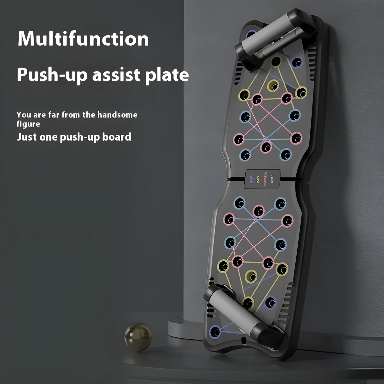 Flat ABS plastic push up support plate for upper body muscle training.