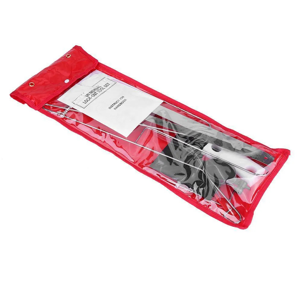 9-piece automotive maintenance kit with air pump wedge, plastic wedges, and metal crowbar tools for car repair