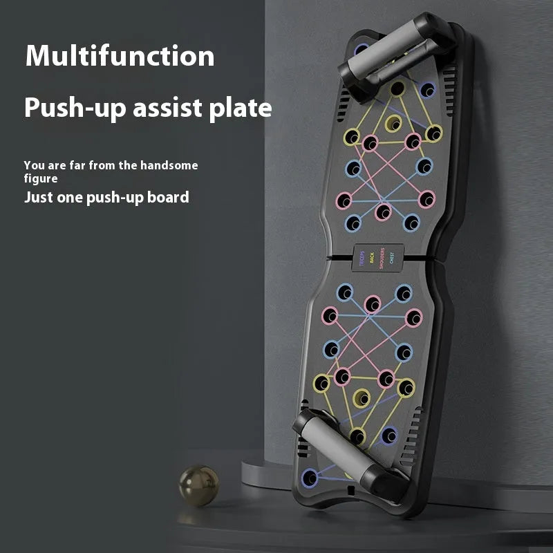 Flat ABS plastic push up support plate for upper body muscle training.