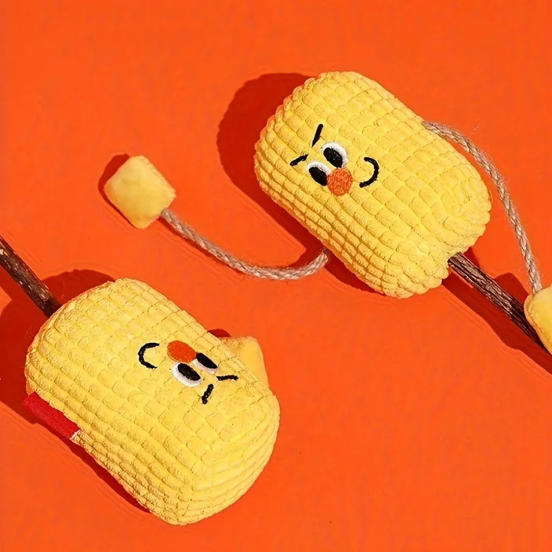 Corn cob shaped wooden cat tooth cleaning toy with catnip, 7cm diameter